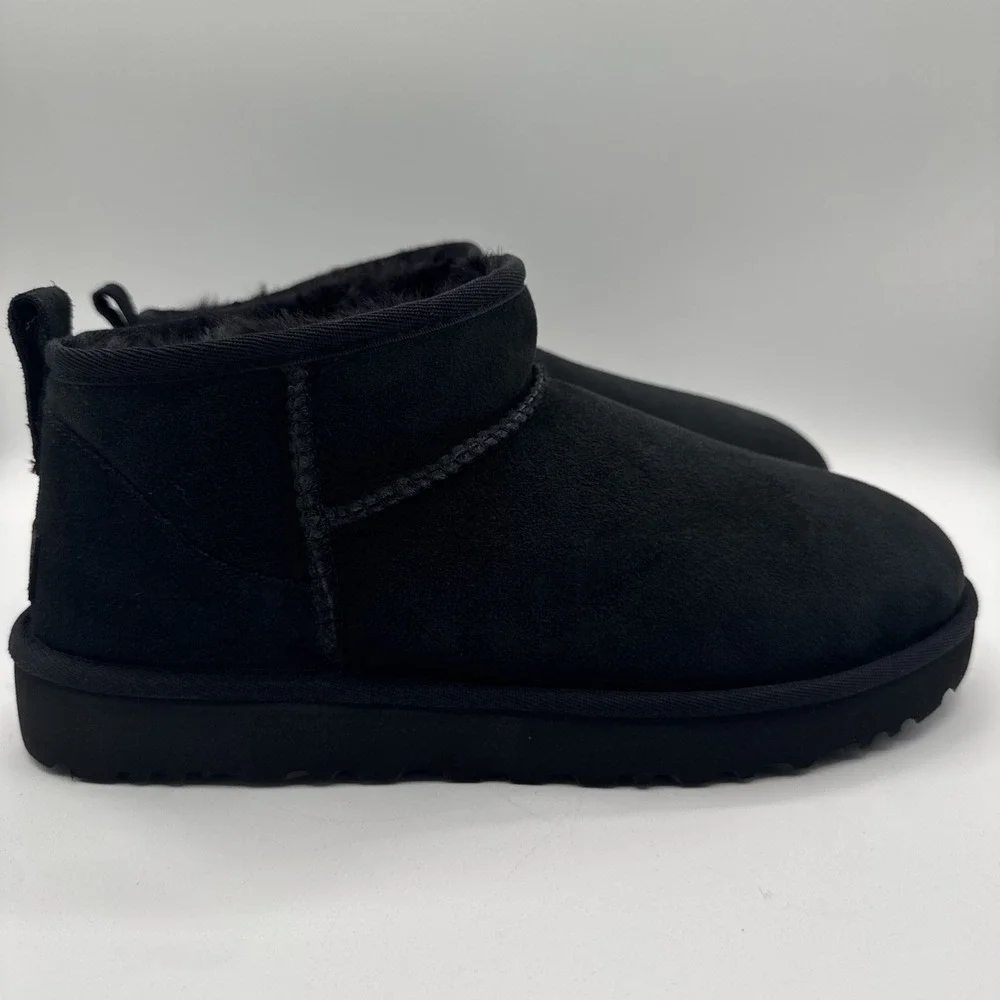 UGG Ultra Mini Boots Women's Size 12‎ Black Suede Water Repellant